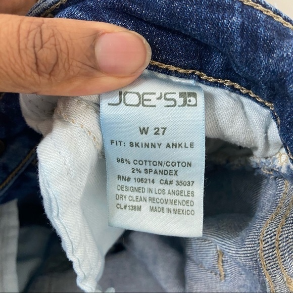 🌹Joe’s Jeans Blue Dark Wash Destroyed Distressed Skinny Ankle Jeans Womens 27 - Picture 3 of 6